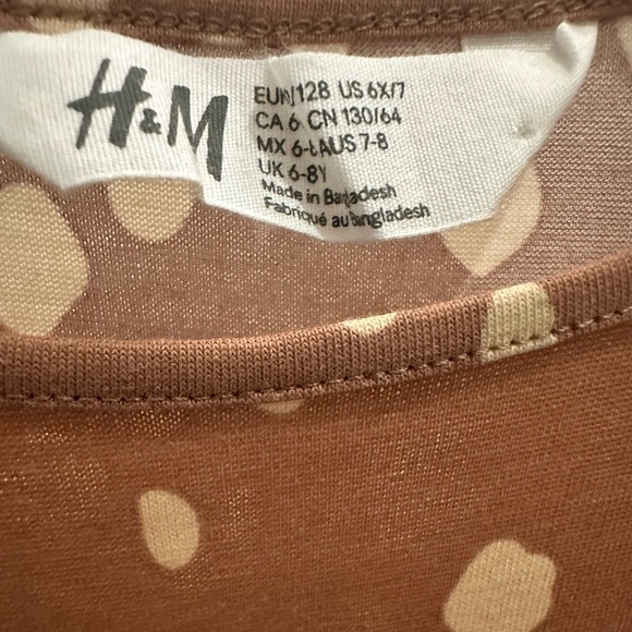 H&M Animal Print Long Sleeve Dress - Never Worn - Girls Size 6X/7 - Picture 3 of 3